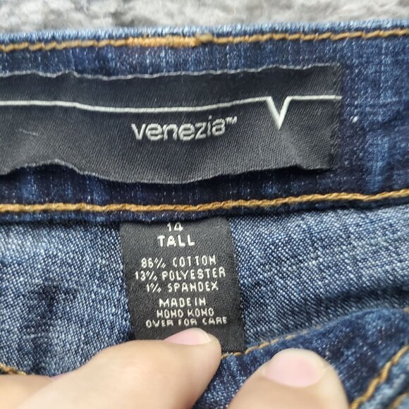 Venezia Jeans Womens 14 Tall Blue Straight Leg Stretch Denim - Picture 2 of 11